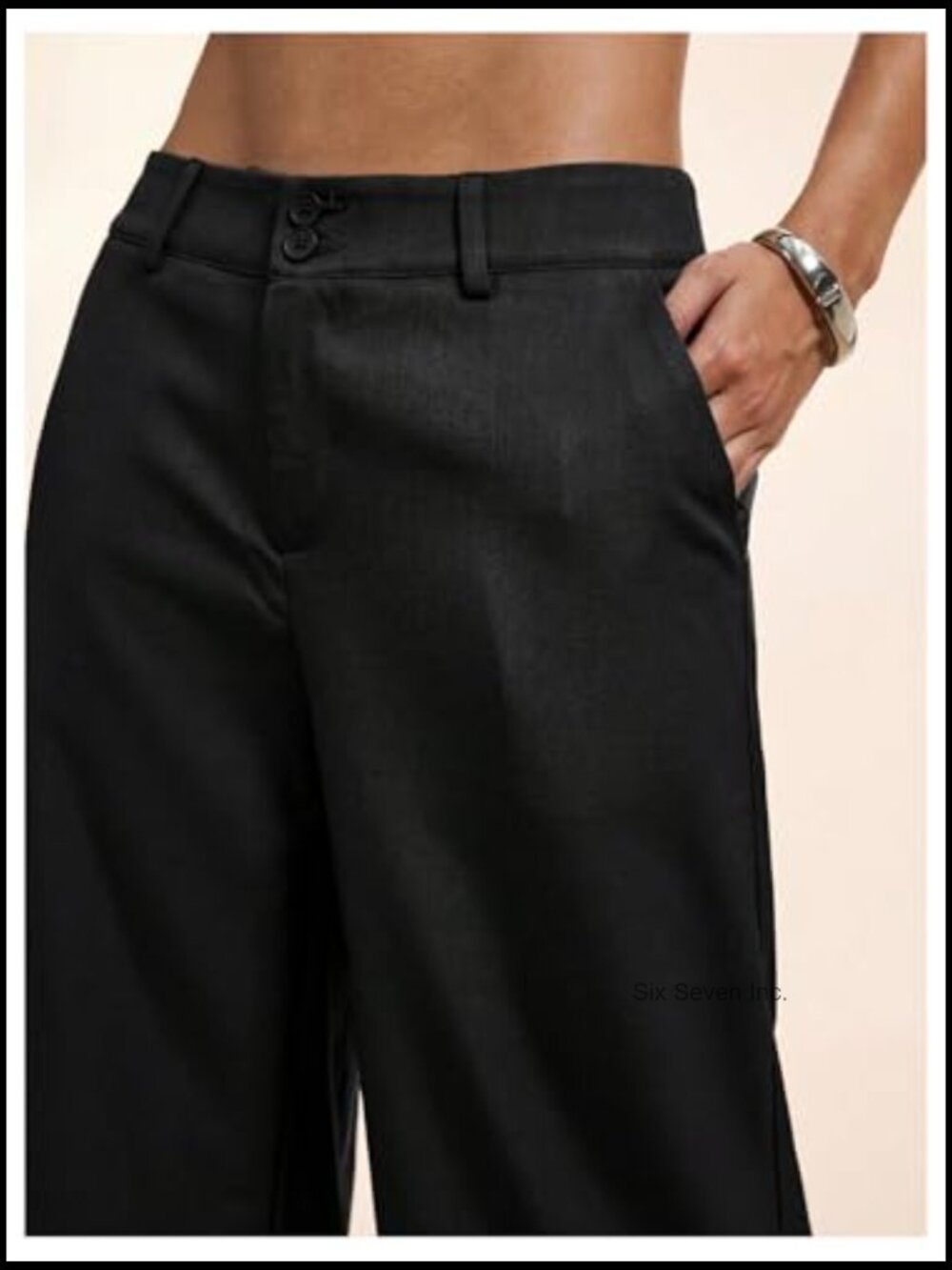 Low Rise Wide Leg Trousers Business Casual Work Dressy Slacks Pants - Picture 4 of 5